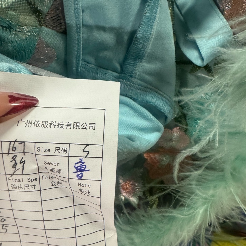 New small aqua embroidered floral dress boho iHR mini flower spring tea cottage - Picture 5 of 5